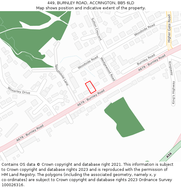449, BURNLEY ROAD, ACCRINGTON, BB5 6LD: Location map and indicative extent of plot