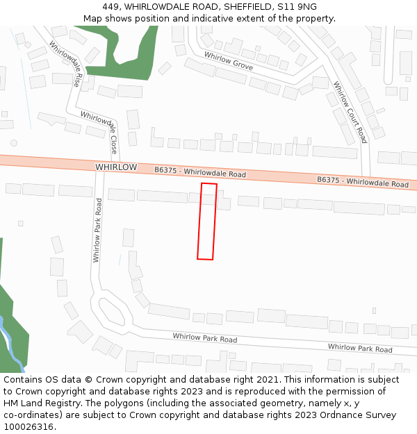 449, WHIRLOWDALE ROAD, SHEFFIELD, S11 9NG: Location map and indicative extent of plot