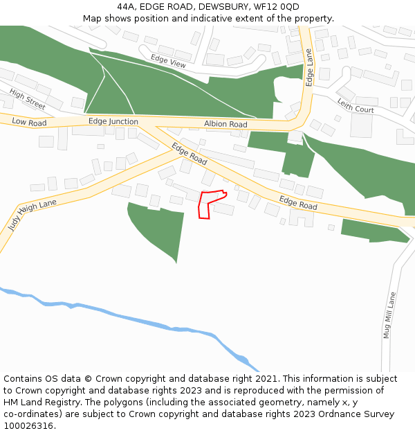 44A, EDGE ROAD, DEWSBURY, WF12 0QD: Location map and indicative extent of plot