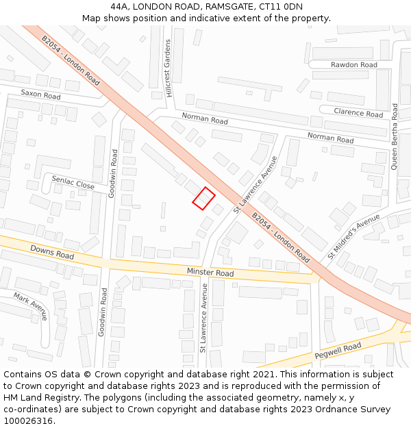 44A, LONDON ROAD, RAMSGATE, CT11 0DN: Location map and indicative extent of plot