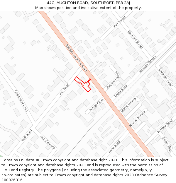 44C, AUGHTON ROAD, SOUTHPORT, PR8 2AJ: Location map and indicative extent of plot