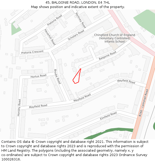 45, BALGONIE ROAD, LONDON, E4 7HL: Location map and indicative extent of plot