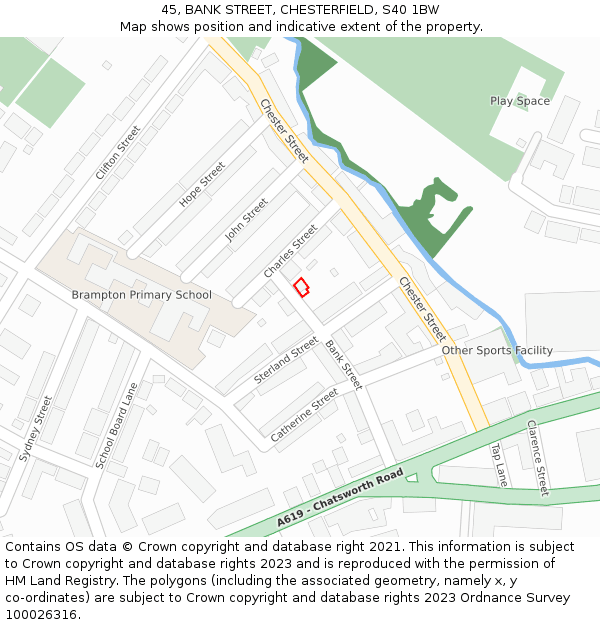 45, BANK STREET, CHESTERFIELD, S40 1BW: Location map and indicative extent of plot