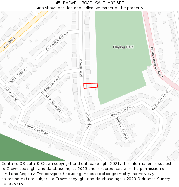 45, BARWELL ROAD, SALE, M33 5EE: Location map and indicative extent of plot