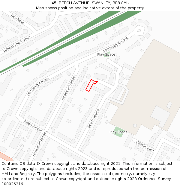 45, BEECH AVENUE, SWANLEY, BR8 8AU: Location map and indicative extent of plot