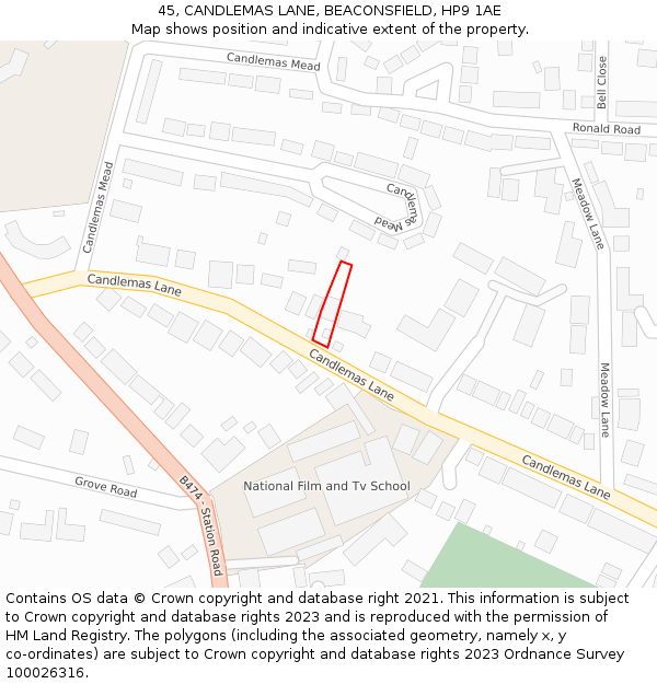 45, CANDLEMAS LANE, BEACONSFIELD, HP9 1AE: Location map and indicative extent of plot