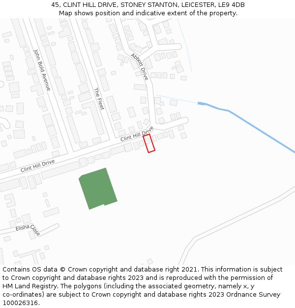 45, CLINT HILL DRIVE, STONEY STANTON, LEICESTER, LE9 4DB: Location map and indicative extent of plot