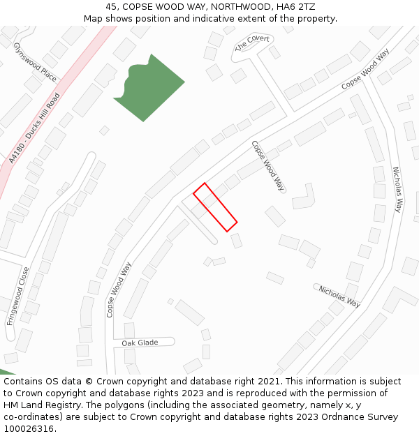 45, COPSE WOOD WAY, NORTHWOOD, HA6 2TZ: Location map and indicative extent of plot