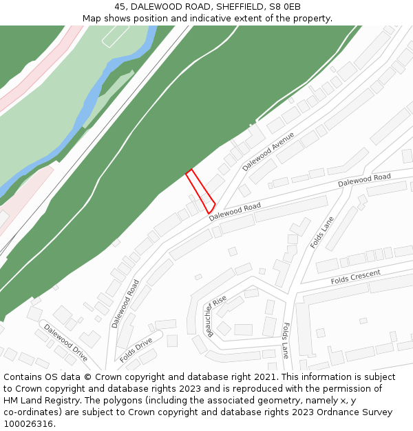 45, DALEWOOD ROAD, SHEFFIELD, S8 0EB: Location map and indicative extent of plot