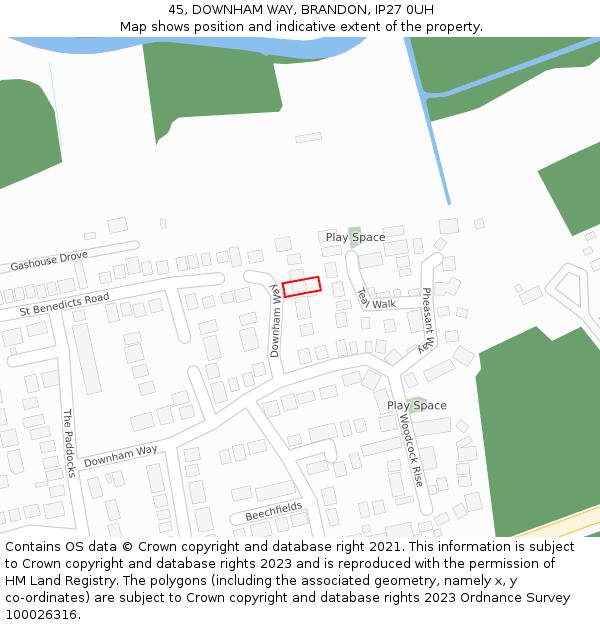 45, DOWNHAM WAY, BRANDON, IP27 0UH: Location map and indicative extent of plot