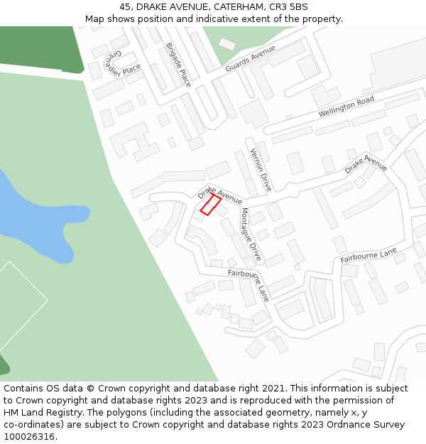 45, DRAKE AVENUE, CATERHAM, CR3 5BS: Location map and indicative extent of plot