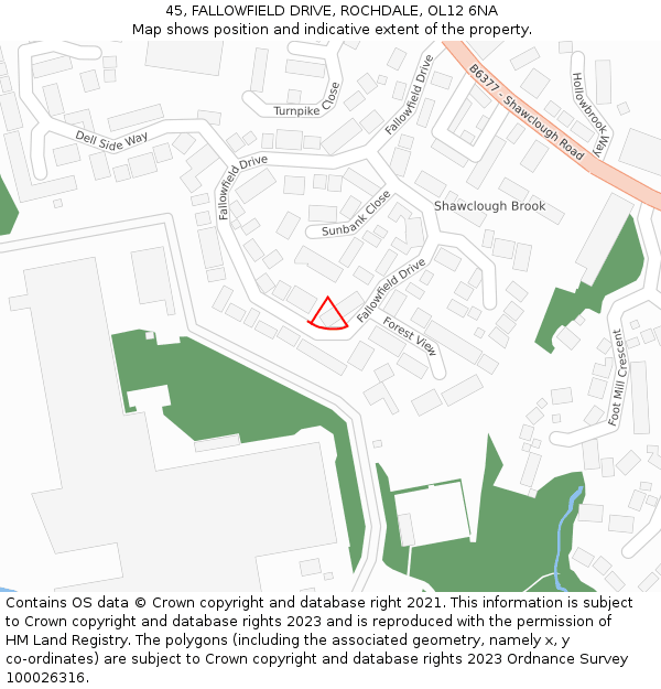 45, FALLOWFIELD DRIVE, ROCHDALE, OL12 6NA: Location map and indicative extent of plot