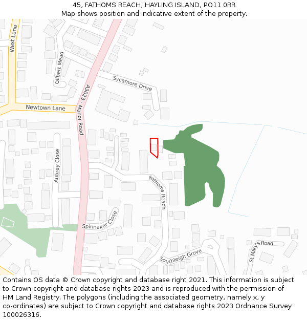 45, FATHOMS REACH, HAYLING ISLAND, PO11 0RR: Location map and indicative extent of plot