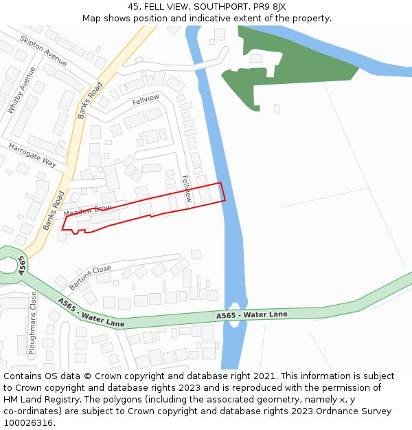 45, FELL VIEW, SOUTHPORT, PR9 8JX: Location map and indicative extent of plot