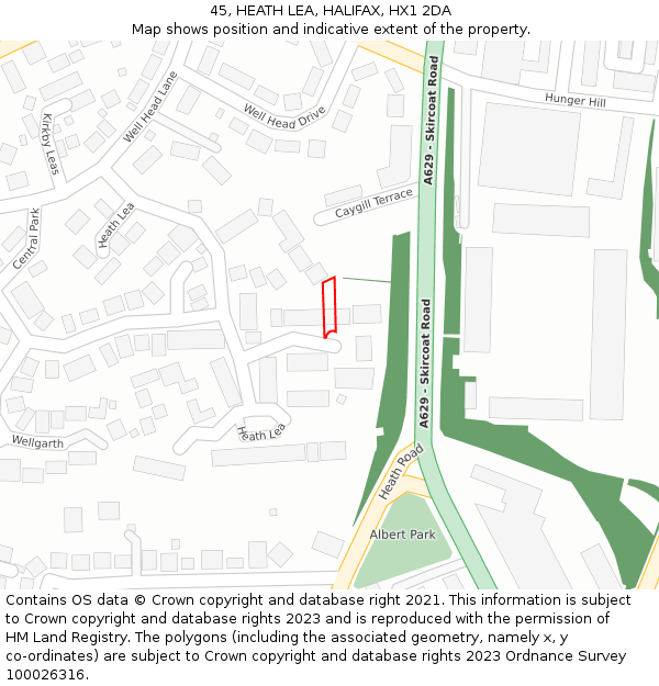 45, HEATH LEA, HALIFAX, HX1 2DA: Location map and indicative extent of plot