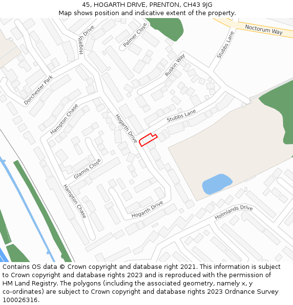 45, HOGARTH DRIVE, PRENTON, CH43 9JG: Location map and indicative extent of plot