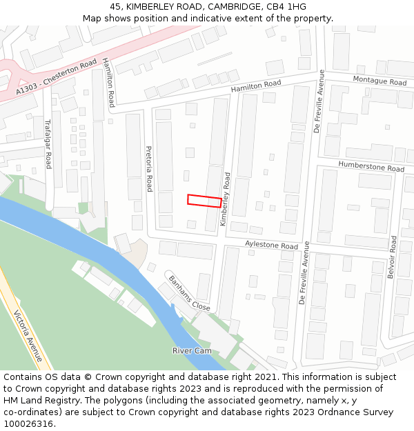 45, KIMBERLEY ROAD, CAMBRIDGE, CB4 1HG: Location map and indicative extent of plot