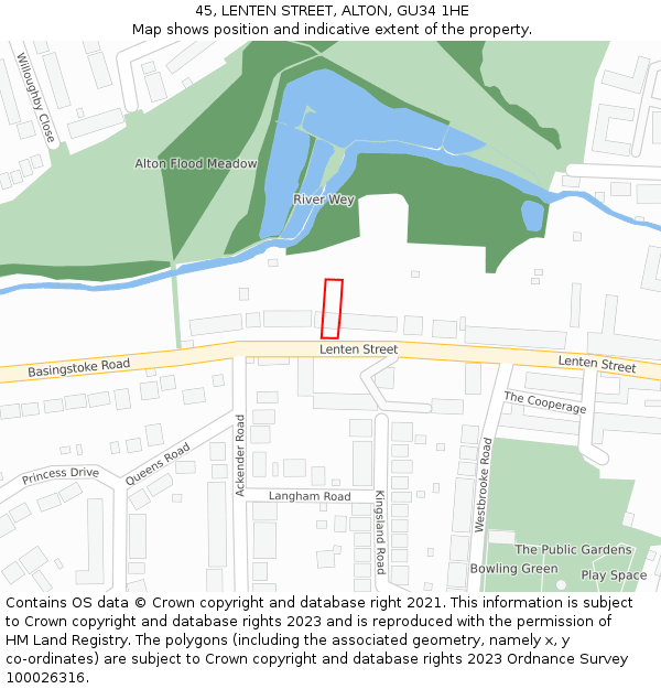 45, LENTEN STREET, ALTON, GU34 1HE: Location map and indicative extent of plot