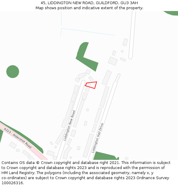 45, LIDDINGTON NEW ROAD, GUILDFORD, GU3 3AH: Location map and indicative extent of plot