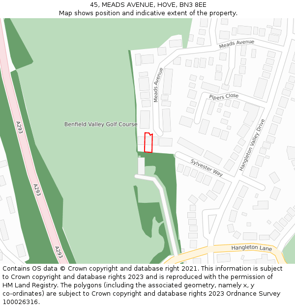45, MEADS AVENUE, HOVE, BN3 8EE: Location map and indicative extent of plot