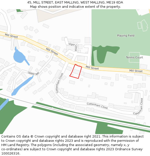 45, MILL STREET, EAST MALLING, WEST MALLING, ME19 6DA: Location map and indicative extent of plot