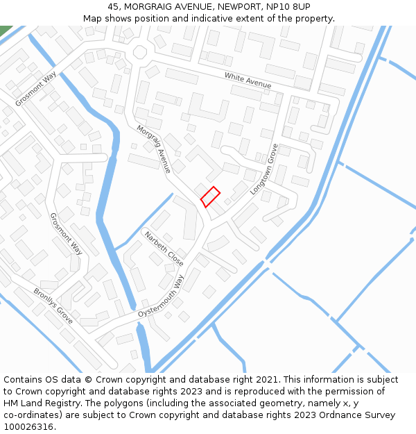 45, MORGRAIG AVENUE, NEWPORT, NP10 8UP: Location map and indicative extent of plot