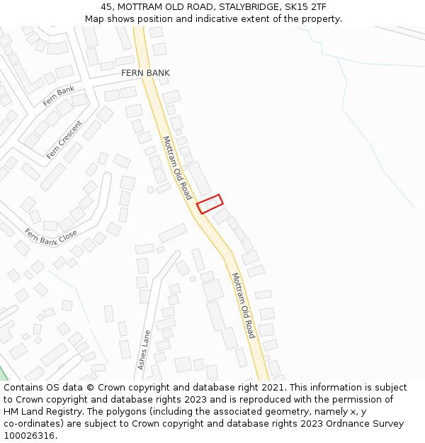 45, MOTTRAM OLD ROAD, STALYBRIDGE, SK15 2TF: Location map and indicative extent of plot