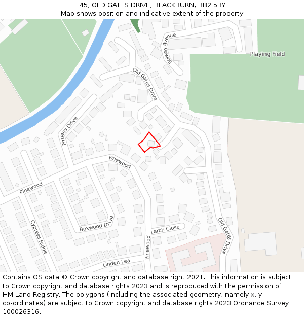 45, OLD GATES DRIVE, BLACKBURN, BB2 5BY: Location map and indicative extent of plot