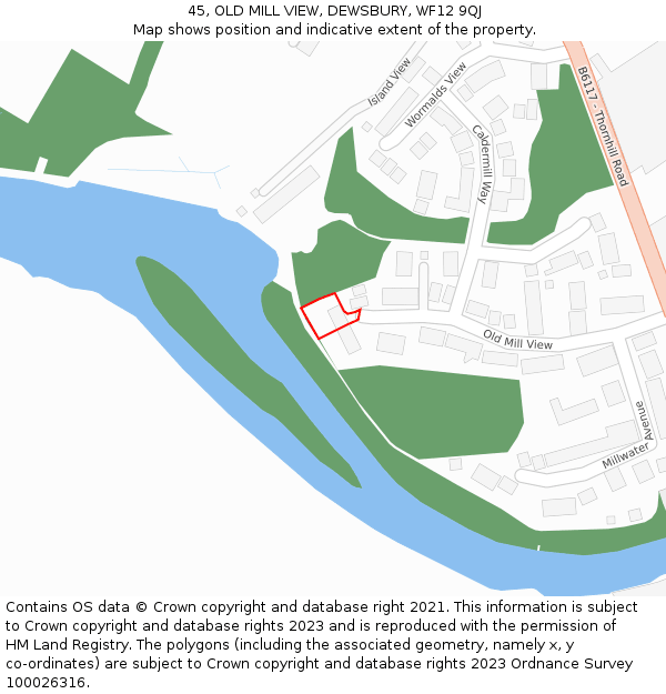 45, OLD MILL VIEW, DEWSBURY, WF12 9QJ: Location map and indicative extent of plot