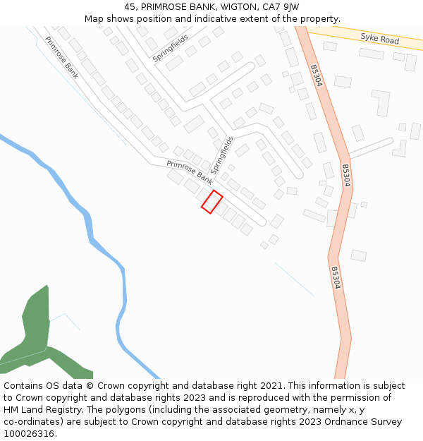 45, PRIMROSE BANK, WIGTON, CA7 9JW: Location map and indicative extent of plot