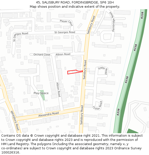 45, SALISBURY ROAD, FORDINGBRIDGE, SP6 1EH: Location map and indicative extent of plot