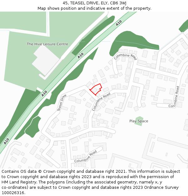 45, TEASEL DRIVE, ELY, CB6 3WJ: Location map and indicative extent of plot