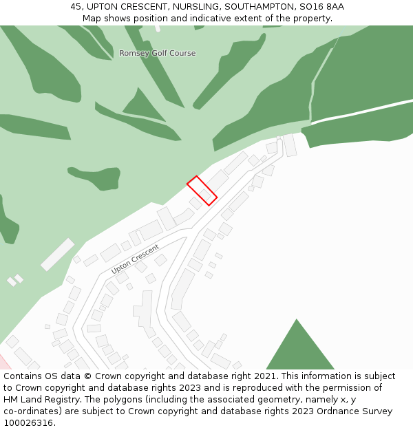 45, UPTON CRESCENT, NURSLING, SOUTHAMPTON, SO16 8AA: Location map and indicative extent of plot