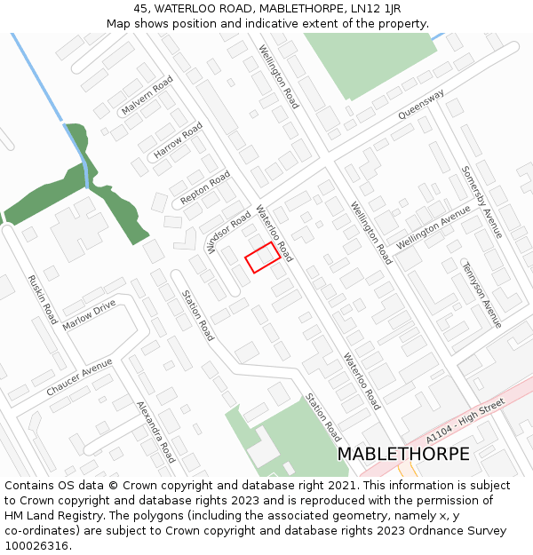 45, WATERLOO ROAD, MABLETHORPE, LN12 1JR: Location map and indicative extent of plot