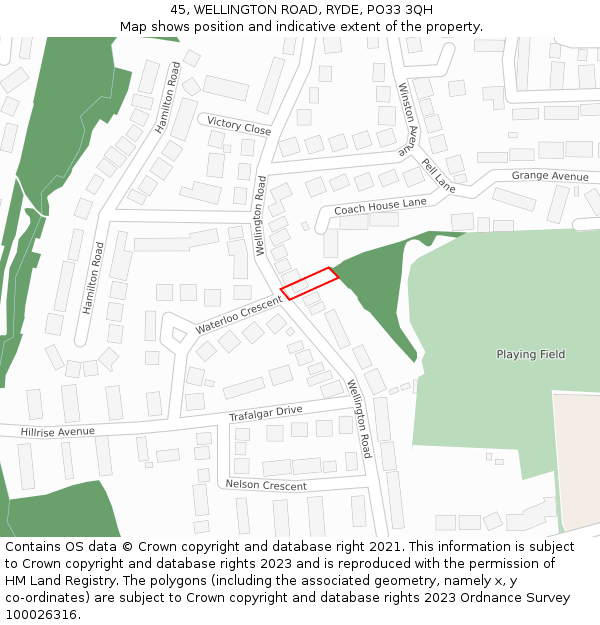 45, WELLINGTON ROAD, RYDE, PO33 3QH: Location map and indicative extent of plot