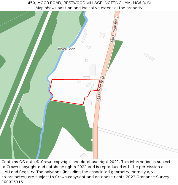 450, MOOR ROAD, BESTWOOD VILLAGE, NOTTINGHAM, NG6 8UN: Location map and indicative extent of plot