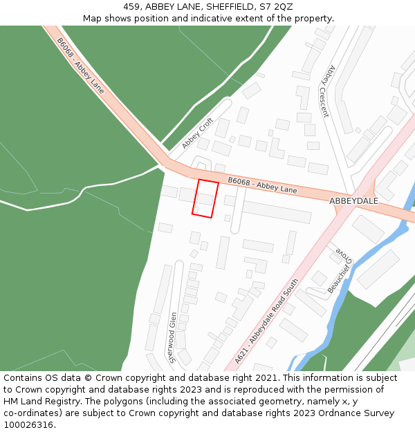 459, ABBEY LANE, SHEFFIELD, S7 2QZ: Location map and indicative extent of plot