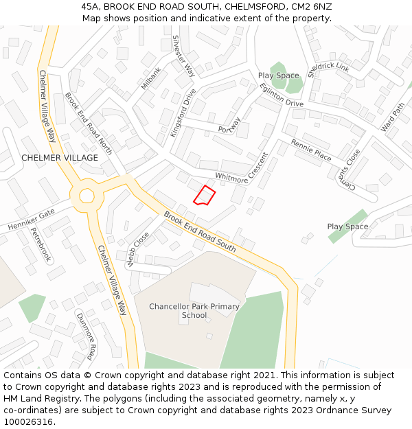 45A, BROOK END ROAD SOUTH, CHELMSFORD, CM2 6NZ: Location map and indicative extent of plot