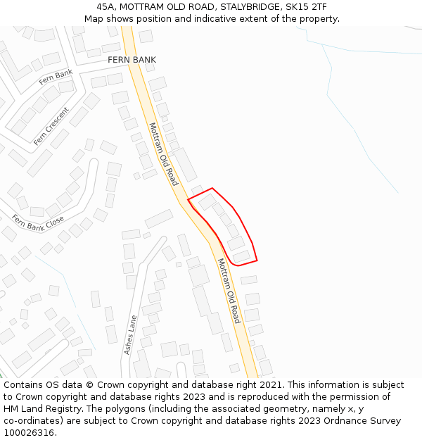 45A, MOTTRAM OLD ROAD, STALYBRIDGE, SK15 2TF: Location map and indicative extent of plot