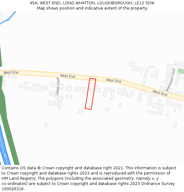 45A, WEST END, LONG WHATTON, LOUGHBOROUGH, LE12 5DW: Location map and indicative extent of plot