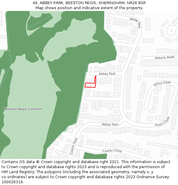 46, ABBEY PARK, BEESTON REGIS, SHERINGHAM, NR26 8SR: Location map and indicative extent of plot