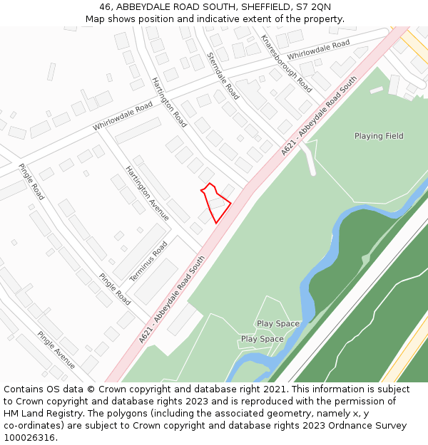 46, ABBEYDALE ROAD SOUTH, SHEFFIELD, S7 2QN: Location map and indicative extent of plot