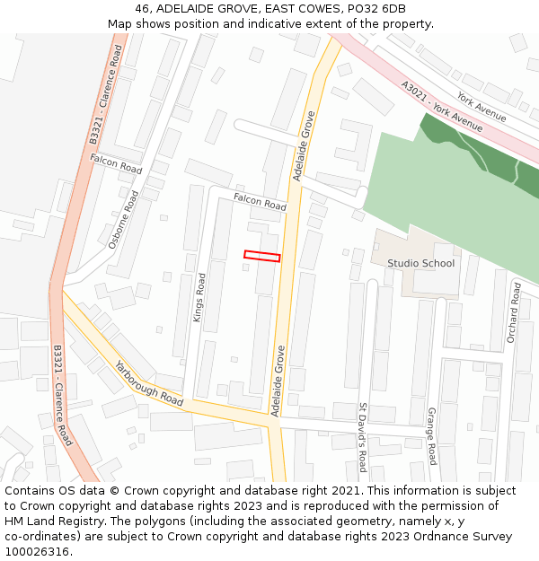 46, ADELAIDE GROVE, EAST COWES, PO32 6DB: Location map and indicative extent of plot