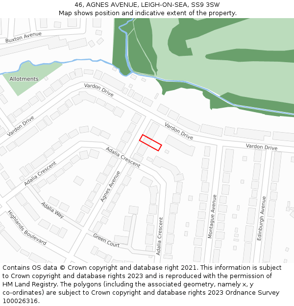 46, AGNES AVENUE, LEIGH-ON-SEA, SS9 3SW: Location map and indicative extent of plot