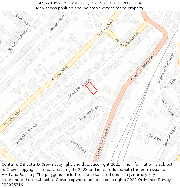 46, ANNANDALE AVENUE, BOGNOR REGIS, PO21 2EX: Location map and indicative extent of plot