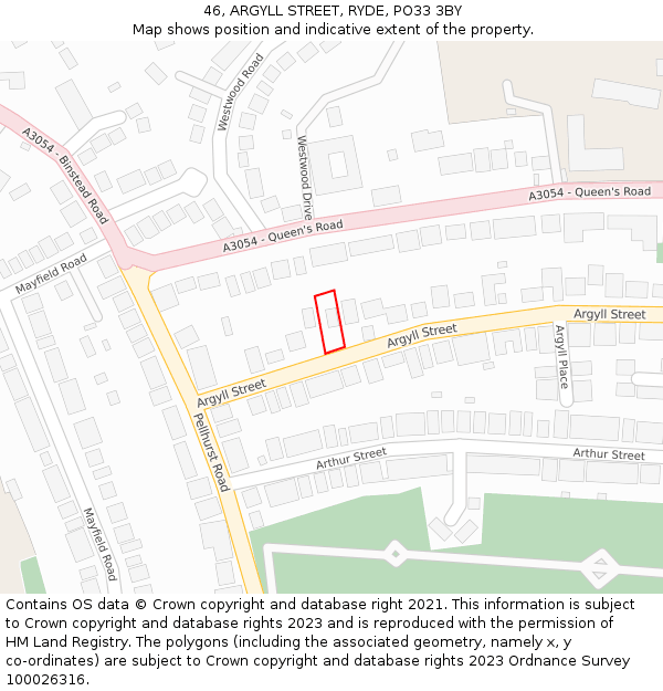 46, ARGYLL STREET, RYDE, PO33 3BY: Location map and indicative extent of plot