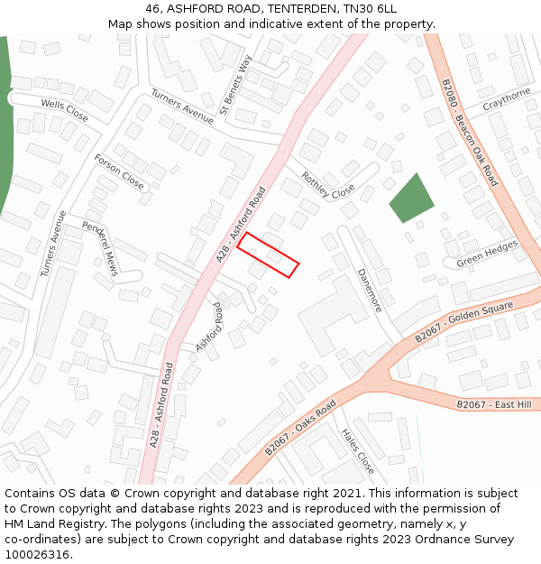 46, ASHFORD ROAD, TENTERDEN, TN30 6LL: Location map and indicative extent of plot