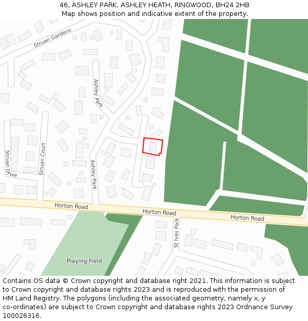 46, ASHLEY PARK, ASHLEY HEATH, RINGWOOD, BH24 2HB: Location map and indicative extent of plot