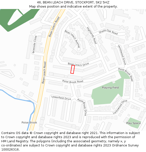 46, BEAN LEACH DRIVE, STOCKPORT, SK2 5HZ: Location map and indicative extent of plot