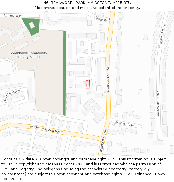 46, BEAUWORTH PARK, MAIDSTONE, ME15 8EU: Location map and indicative extent of plot